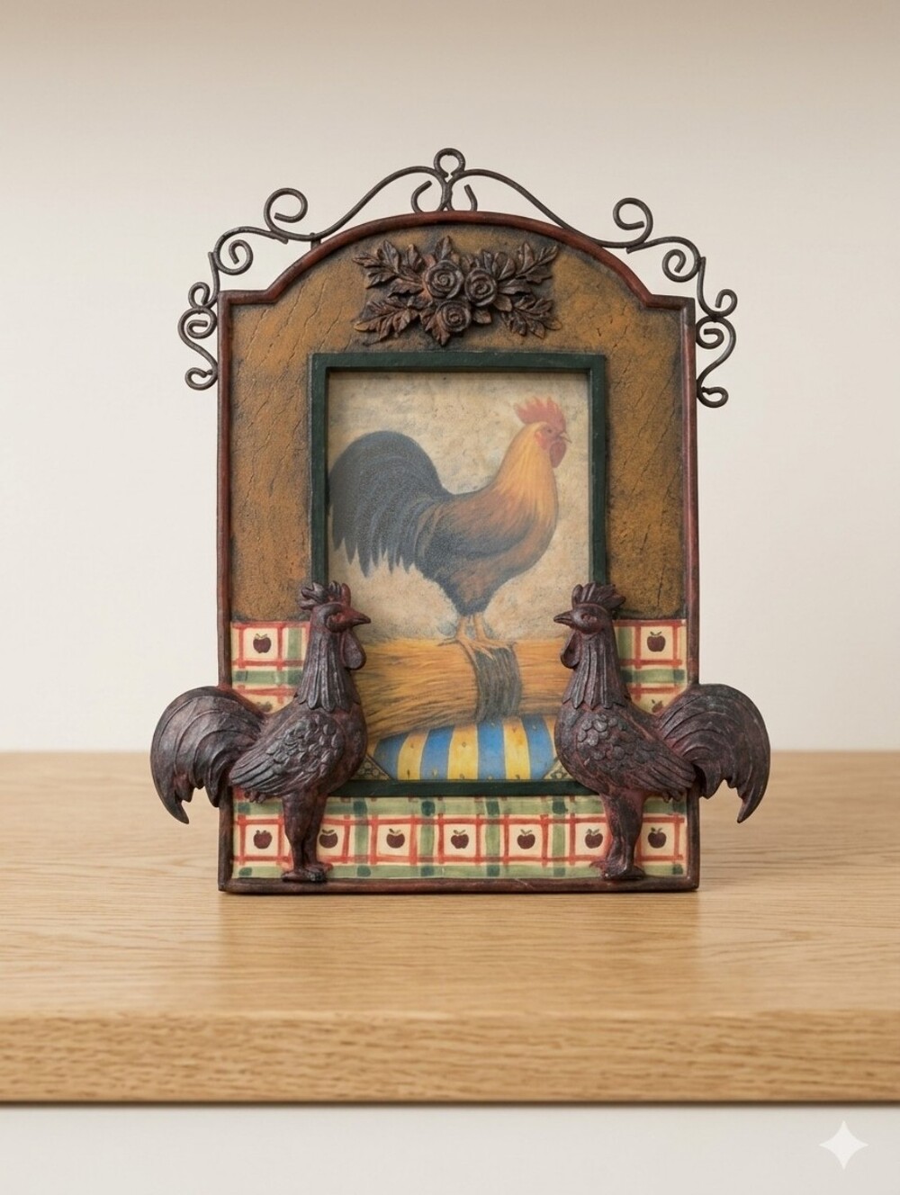 Rustic Rooster Decorative Picture Frame - Red/Brown